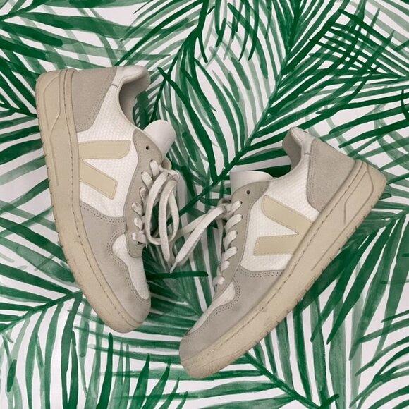VEJA V-10 B-Mesh Sneakers in White Natural Pierre Women's Size 6 - Picture 1 of 8
